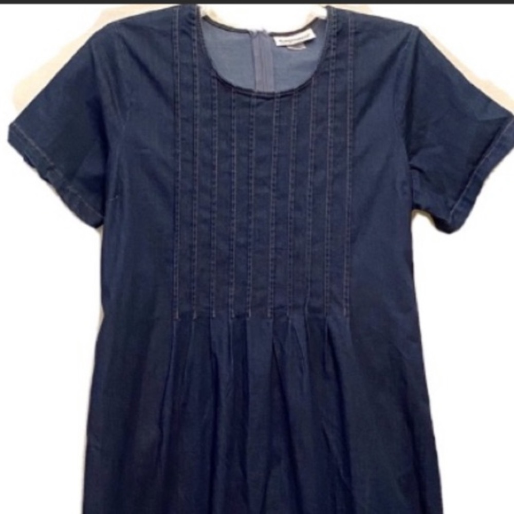 SERENGETI DENIM DRESS Pleats, Zip, Career, Casual, Medium